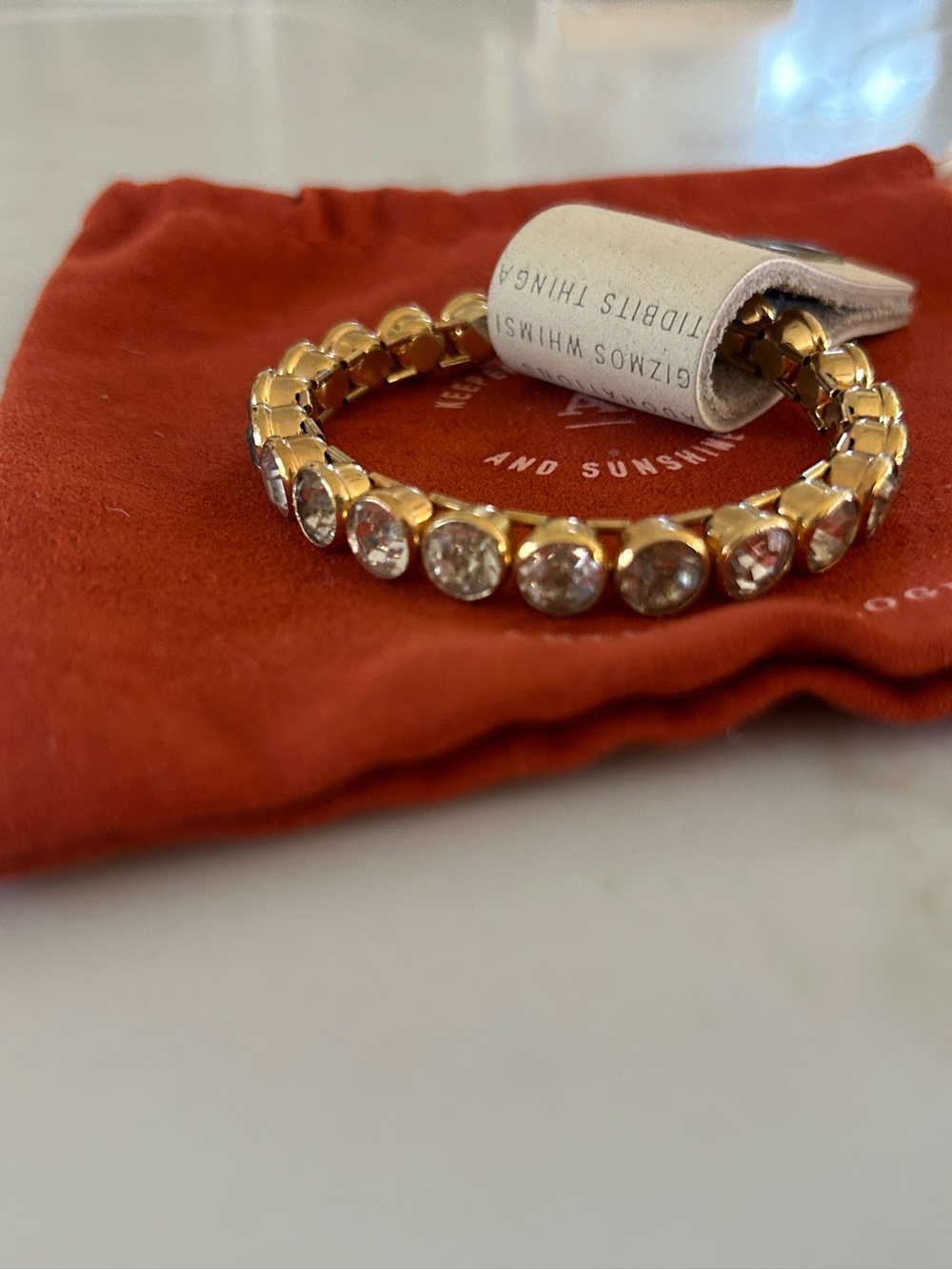 NWT Anthropologie gold stretch bracelet with crystals - Picture 7 of 7